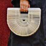 Designer White Ark Bag - Elegant Resin Strip Clutch with Unique Open-Structure Design