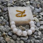 Custom Mini Resin Initial Clutch with Engraved Gold Glitter Lettering & Beaded Handle