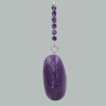 Elegant Purple Egg-Shaped Resin Clutch with Detachable Beaded Wrist Handle & Chain Strap