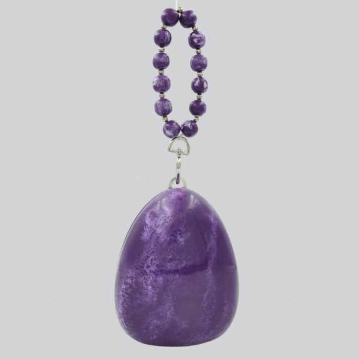 Elegant Purple Egg-Shaped Resin Clutch with Detachable Beaded Wrist Handle & Chain Strap