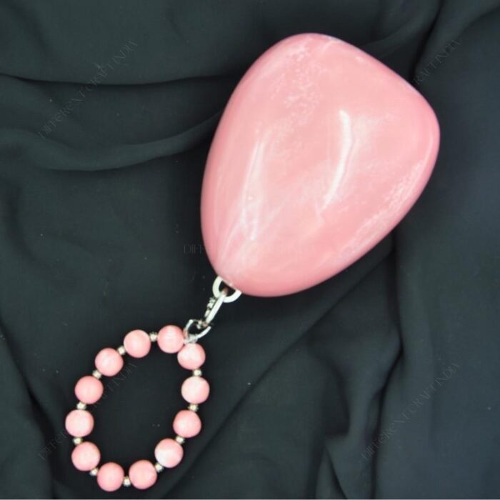 Elegant Pink Egg-Shaped Resin Clutch with Detachable Beaded Wrist Handle & Chain Strap