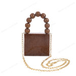 Gold Glitter Mini Sparkly Clutch with Elegant Beaded Handle & Detachable Strap