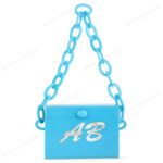 Stunning Sky Blue Boxy Personalized Clutch with Large-Link Resin Chain for Crossbody Style