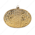 Back view of Gold Emabellished Iridescent Clutch Shell showcasing knob