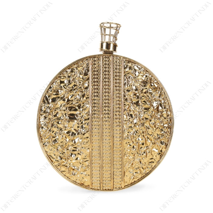 Back view of Transparent 3D Spiral Gold Metal Clutch with Unique Cage Closure