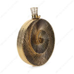 Angle view of Transparent 3D Spiral Gold Metal Clutch with Unique Cage Closure