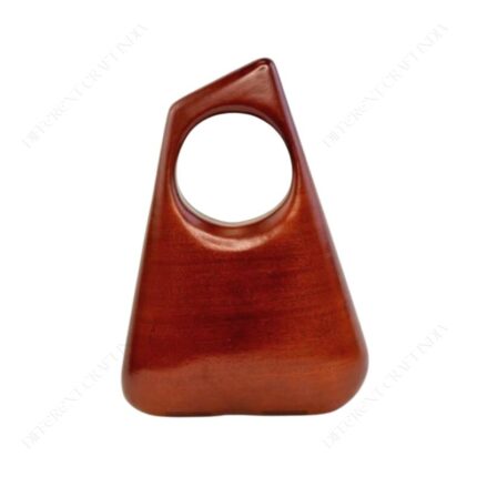 Triangular Designer Wooden Bag with Integrated Circular Handle and Sleek, Natural Finish