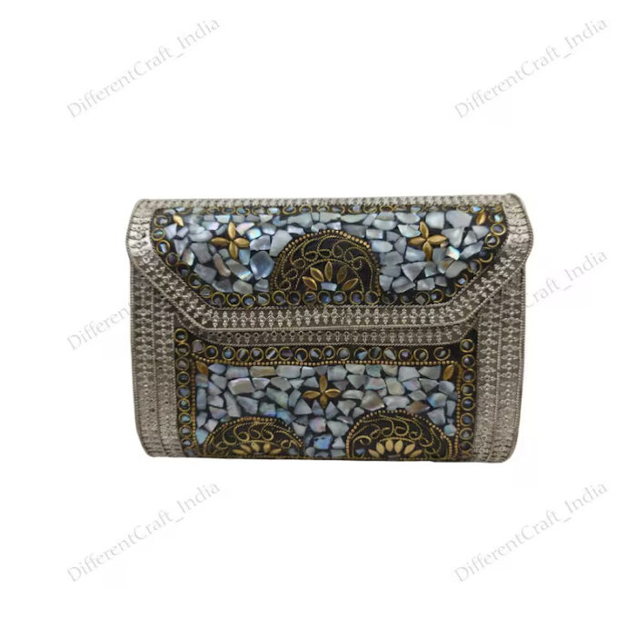 Mosaic Tile Clutch - Rectangular Evening Clutch with Intricate Mosaic Tile Design