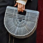 Elegant Silver Ark Bag with Sparkling Resin Strips and Open-Structure Design