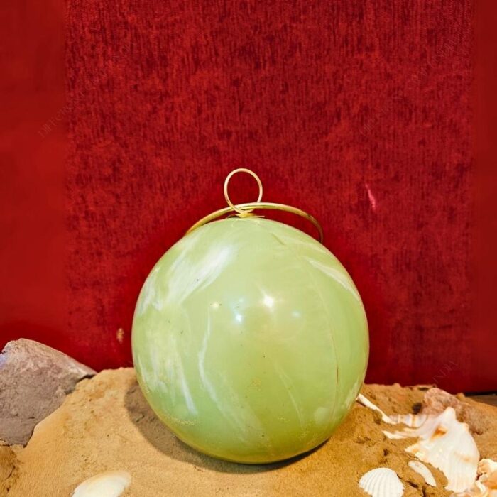 Round Light Green Resin Ball Clutch with Gold-Tone Circular Metal Handle for a Statement Look