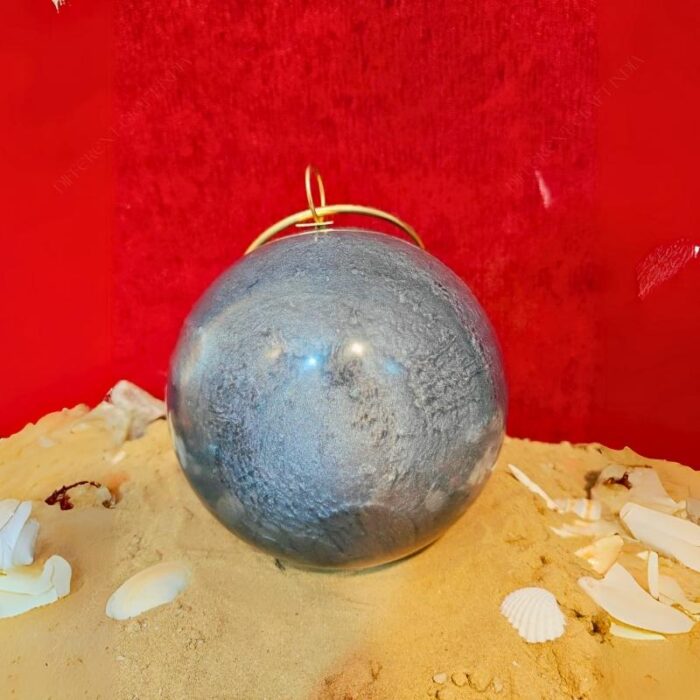 Round Grey Resin Ball Clutch with Gold-Tone Circular Metal Handle for a Statement Look