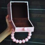 Pink Resin Box Clutch with Unique Beaded Handle, Perfect for Hand Carry with Pearl knob