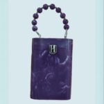 Elegant Purple Resin Bucket Clutch with Detachable Beaded Top Handle & Secure Clasp Lock