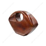 Eye-Shaped Wooden Clutch Purse with Polished Finish and Integrated Circular Handle