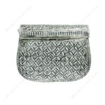 Hand embossed Silver Floral Brass Antique clutch with heart-shaped ornate hasp clasp lock