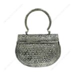 Hand embossed Silver Floral Brass Antique clutch with heart-shaped ornate hasp clasp lock with handle