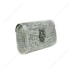 Hand embossed Silver Floral Brass Antique clutch with heart-shaped ornate hasp clasp lock