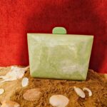 New Light Green Mini Resin Clutch in a Unique Rectangular Curved Shape with Chain Strap Option