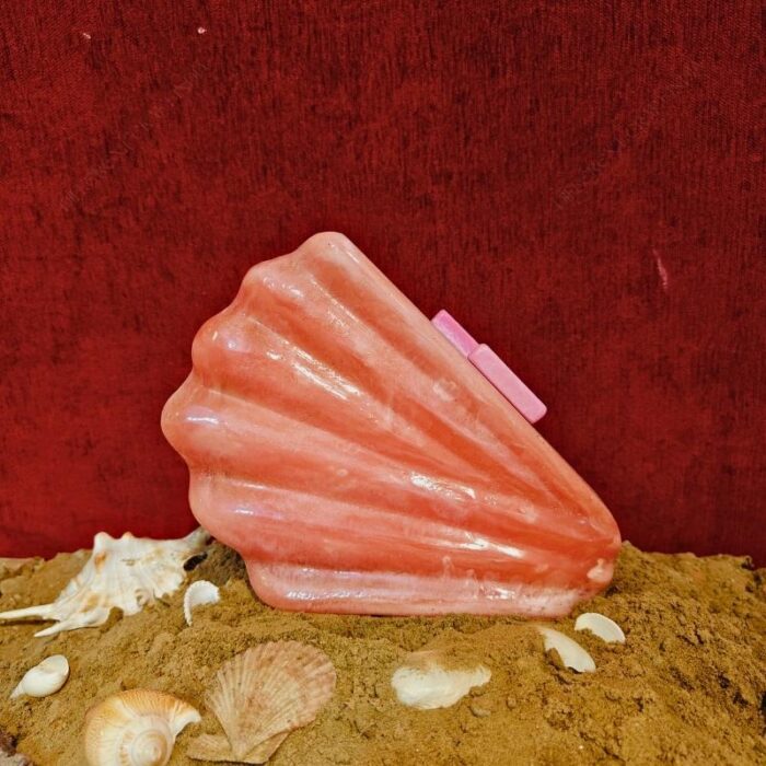 Shell-Inspired Pink Fan Shape Resin Clutch Bag with Detachable Chain Strap for Versatility