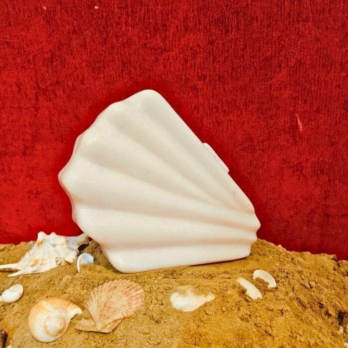 Shell-Inspired White Fan Shape Resin Clutch Bag with Detachable Chain Strap for Versatility