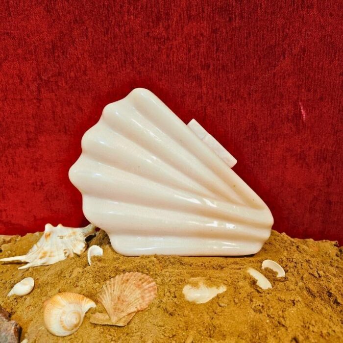 Shell-Inspired White Fan Shape Resin Clutch Bag with Detachable Chain Strap for Versatility