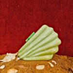 Shell-Inspired Light Green Fan Shape Resin Clutch Bag with Detachable Chain Strap for Versatility