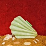 Shell-Inspired Light Green Fan Shape Resin Clutch Bag with Detachable Chain Strap for Versatility