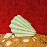 Shell-Inspired Light Green Fan Shape Resin Clutch Bag with Detachable Chain Strap for Versatility