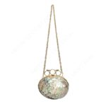 Iridescent Ocean-Inspired Mini Abalone Shell Purse with Gold Finger Ring Handle