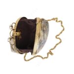 Iridescent Ocean-Inspired Mini Abalone Shell Purse with Gold Finger Ring Handle