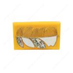 Resin Hand-Grip Metal Handle Purse – Gold Feather Handle with Mother-of-Pearl Inlay