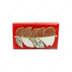 Resin Hand-Grip Metal Handle Purse – Gold Feather Handle with Mother-of-Pearl Inlay
