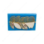 Resin Hand-Grip Metal Handle Purse – Gold Feather Handle with Mother-of-Pearl Inlay