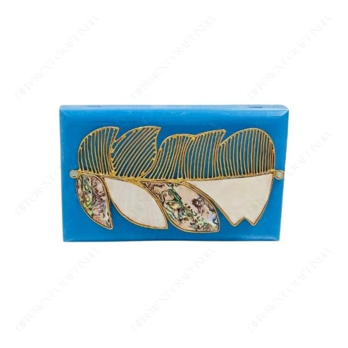 Resin Hand-Grip Metal Handle Purse – Gold Feather Handle with Mother-of-Pearl Inlay