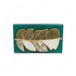Resin Hand-Grip Metal Handle Purse – Gold Feather Handle with Mother-of-Pearl Inlay