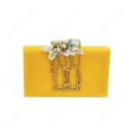 Resin Metal Embellished Clutch Purse - Twig-Like Design Adorned with Hand-Placed Gemstones