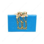 Resin Metal Embellished Clutch Purse - Twig-Like Design Adorned with Hand-Placed Gemstones