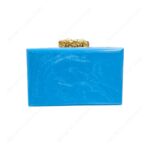 Resin Metal Embellished Clutch Purse - Twig-Like Design Adorned with Hand-Placed Gemstones