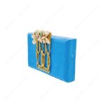 Resin Metal Embellished Clutch Purse - Twig-Like Design Adorned with Hand-Placed Gemstones