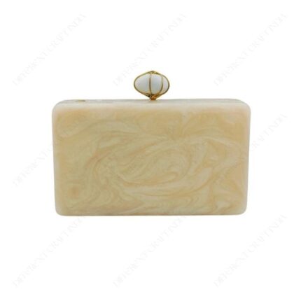 Resin Personalised Handbag with Gold Glitter-Inlaid Name & Decorative Stone Knob