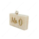 Resin Personalised Handbag with Gold Glitter-Inlaid Name & Decorative Stone Knob