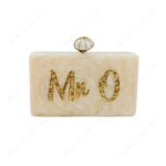 Resin Personalised Handbag with Gold Glitter-Inlaid Name & Decorative Stone Knob