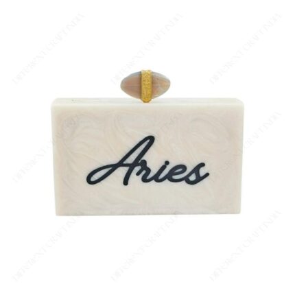 Resin personalised purse with Engraved & Color-Inlaid name and gold-banded knob