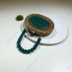 Handcrafted Oval Malachite Gemstone Embellished Clutch with Textured Gold-Tone Brass Accents - Image 4