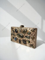 Natural Labradorite Gemstone Evening Clutch Purse with Stones on a Silver-Tone Frame - Image 4