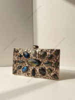 Natural Labradorite Gemstone Evening Clutch Purse with Stones on a Silver-Tone Frame - Image 2