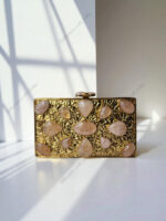 Natural White Quartz Gemstone Party Handbag with Hand-Set Stone Detailing