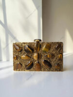 Natural Cat’s Eye Gemstone Evening Handbag with Handcrafted Stone Embellishment - Image 2