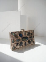 Natural Labradorite Gemstone Evening Clutch Purse with Stones on a Silver-Tone Frame - Image 3